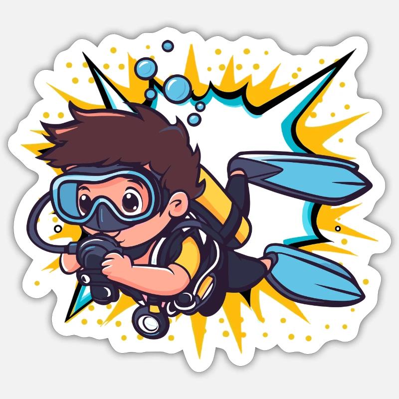 Diver Diving Goggles - Sticker size S (10 x 10 cm) - white matte