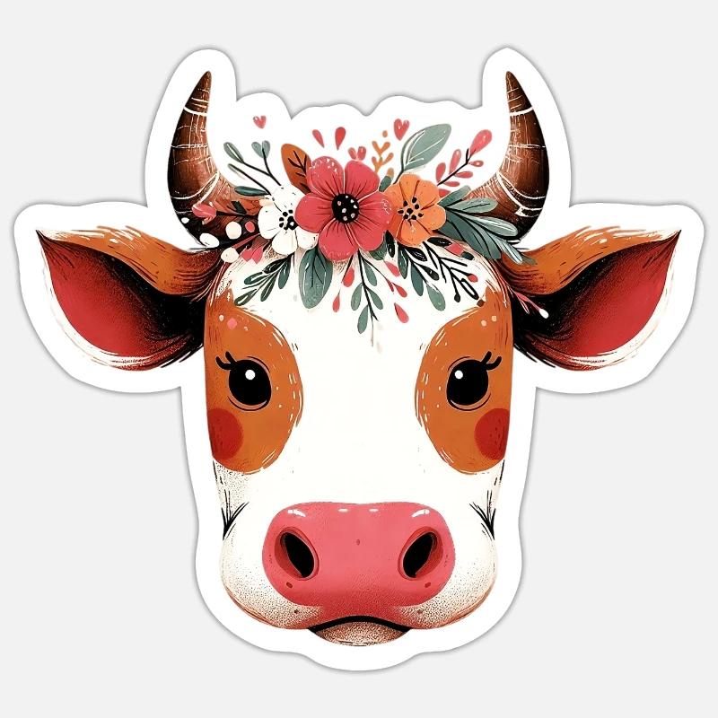 Vache - Sticker taille S (10 x 10 cm) - blanc mat