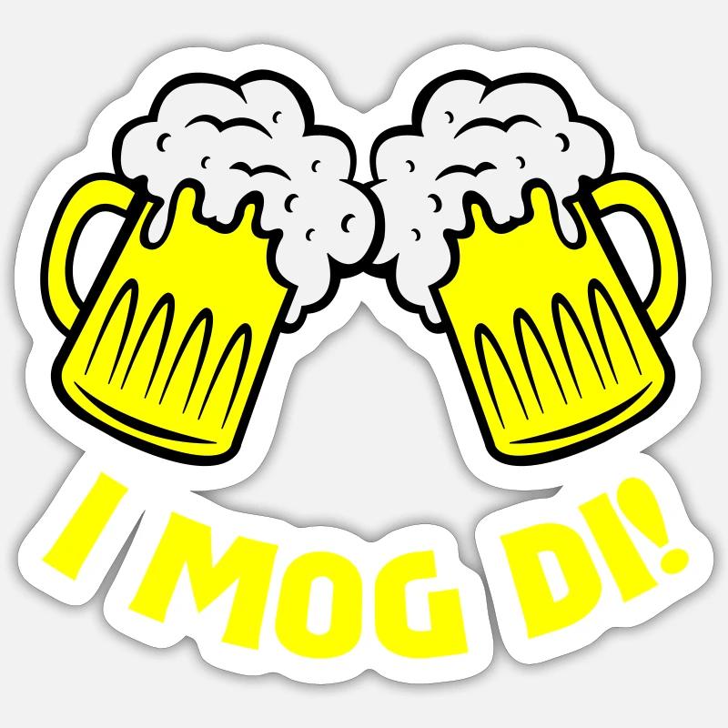 bier i mog di - Sticker Größe S (10 x 10 cm) - Mattweiß