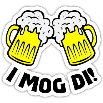 beer i mog di - Sticker size S (10 x 10 cm) - white matte - Front