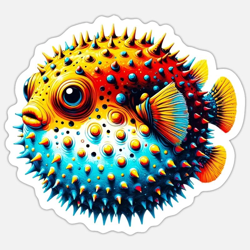 Blowfish - Sticker taille S (10 x 10 cm) - blanc mat
