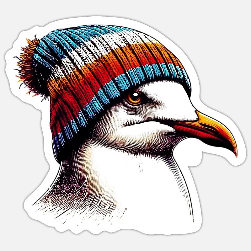 Måge - Sticker størrelse S (10 x 10 cm) - mat hvid