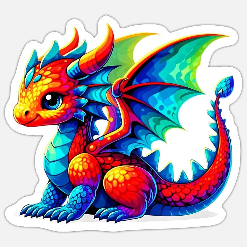 Drache - Sticker Größe S (10 x 10 cm) - Mattweiß
