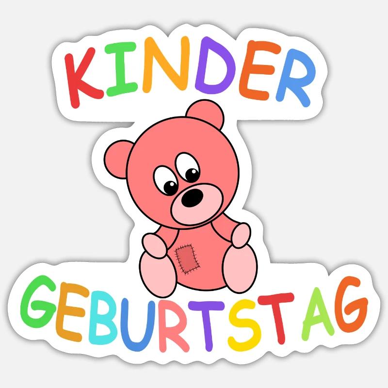 Kindergeburtstag mit Teddybär - Sticker Größe S (10 x 10 cm) - Mattweiß