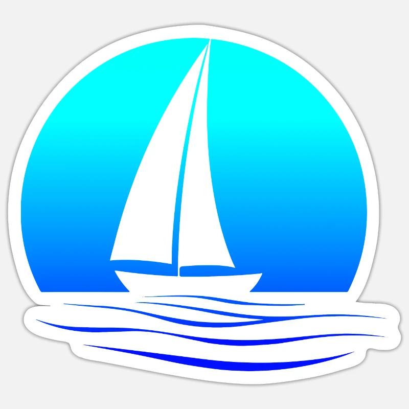 Conception de voilier avec dégradé sarcelle Sticker taille S (10 x 10 cm)