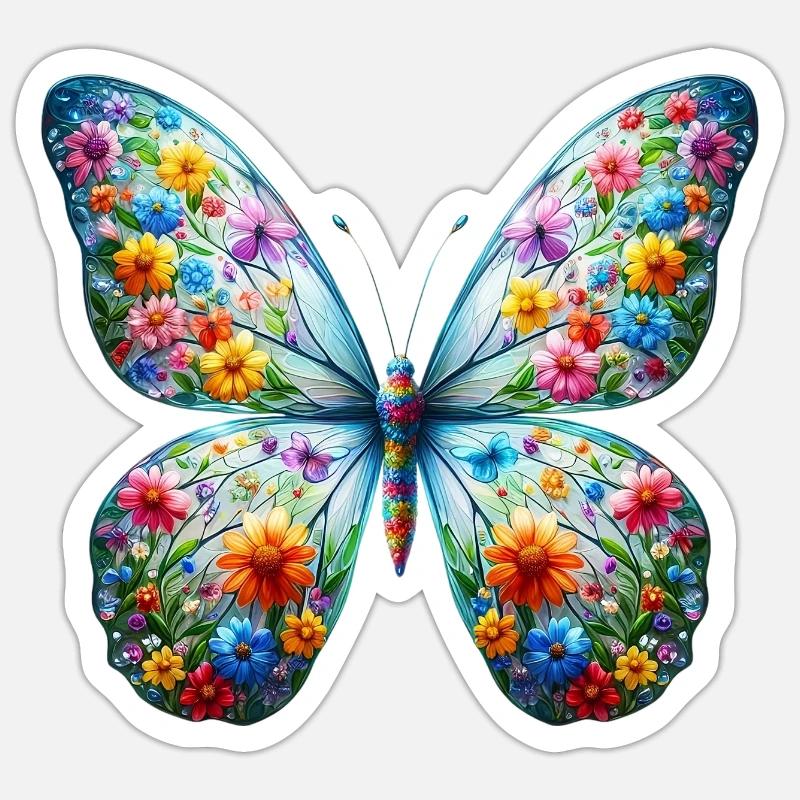 Papillon - Sticker taille S (10 x 10 cm) - blanc mat