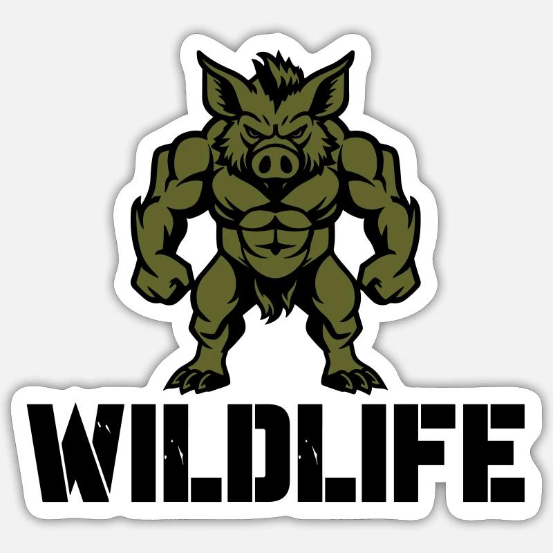 wildschwein comic wildlife - Sticker Größe S (10 x 10 cm) - Mattweiß