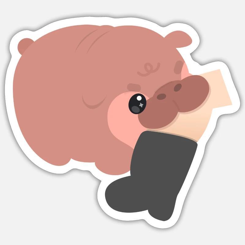 Moo Deng Morsure d’hippopotame pygmée Sticker taille S (10 x 10 cm)