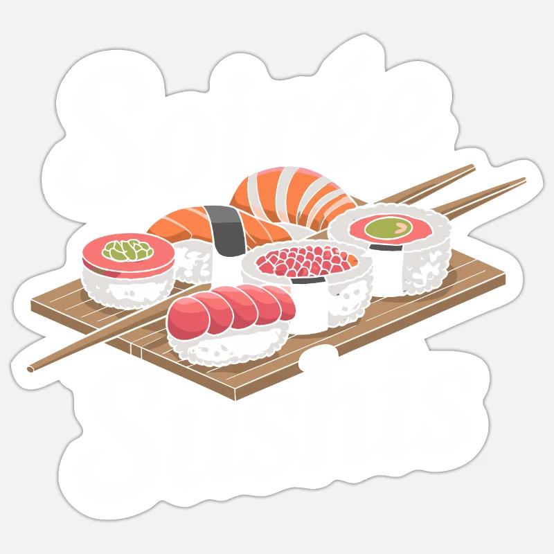 Soirée sushis - Sticker taille S (10 x 10 cm) - blanc mat