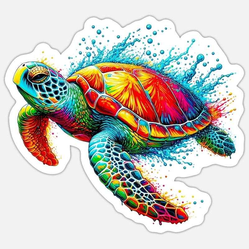 Tortue - Sticker taille S (10 x 10 cm) - blanc mat