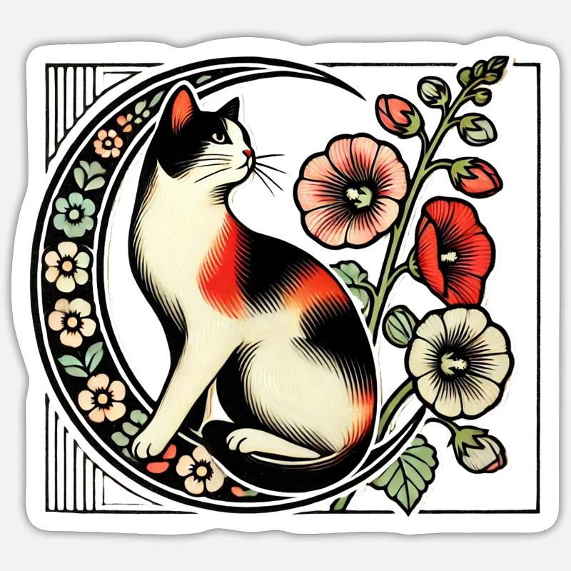 Kattun-Katze Sticker Größe S (10 x 10 cm)