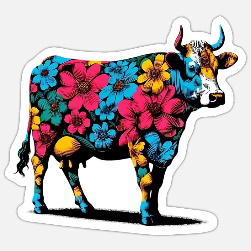 Vache - Sticker taille S (10 x 10 cm) - blanc mat