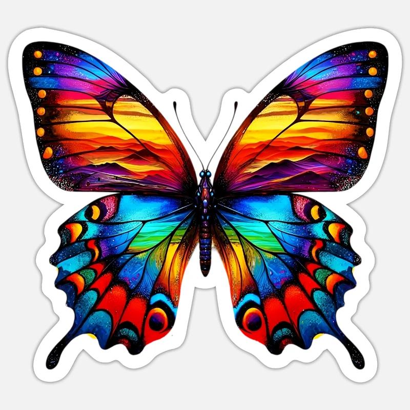 Papillon - Sticker taille S (10 x 10 cm) - blanc mat