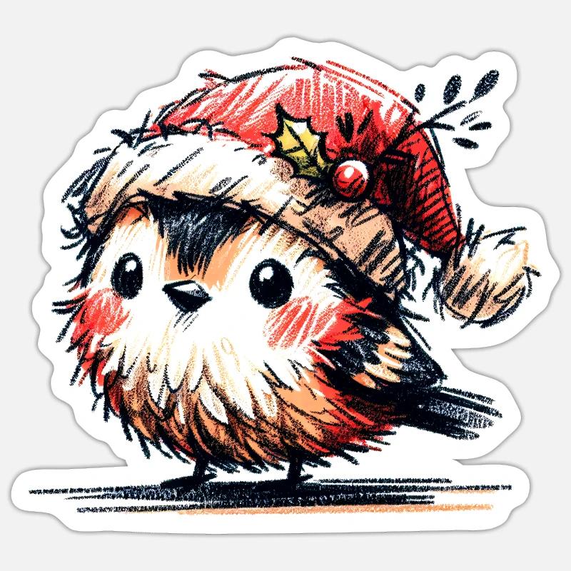 Oiseau de Noël - Sticker taille S (10 x 10 cm) - blanc mat