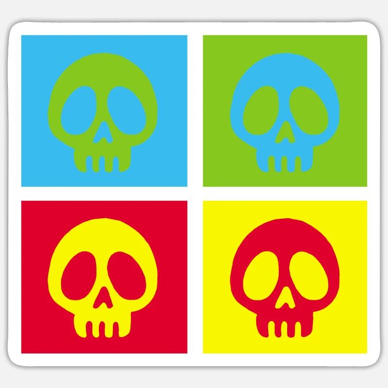 Pop art manga skull - Sticker size S (10 x 10 cm) - white matte