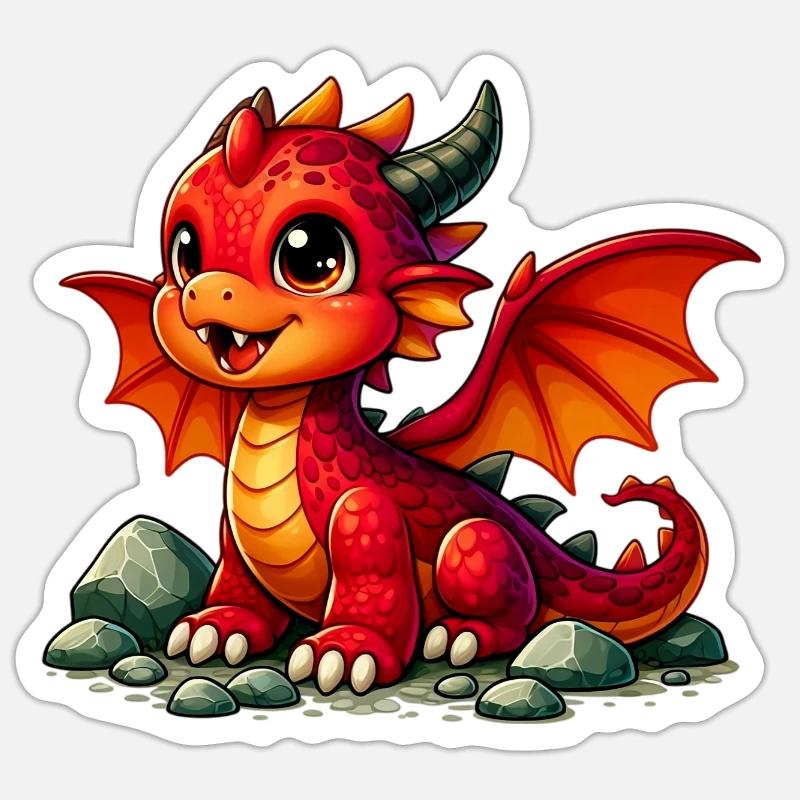 Drache - Sticker Größe S (10 x 10 cm) - Mattweiß