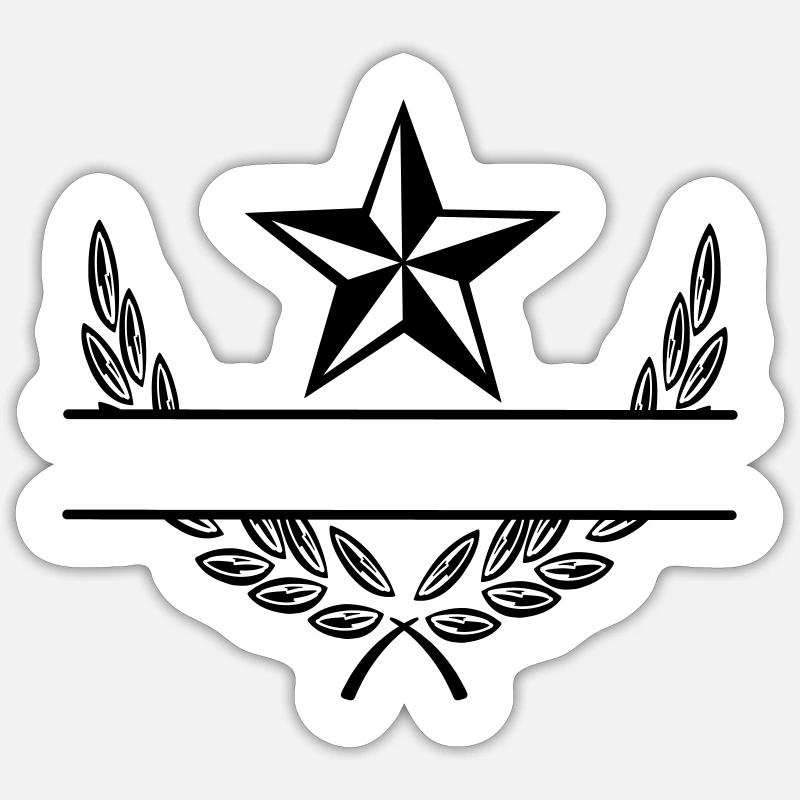 Stern im Lorbeerkranz Sticker Größe S (10 x 10 cm)