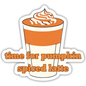 Time for pumpkin spiced latte - Autumn/Herbst - Sticker Größe S (10 x 10 cm) - Mattweiß - Vorne