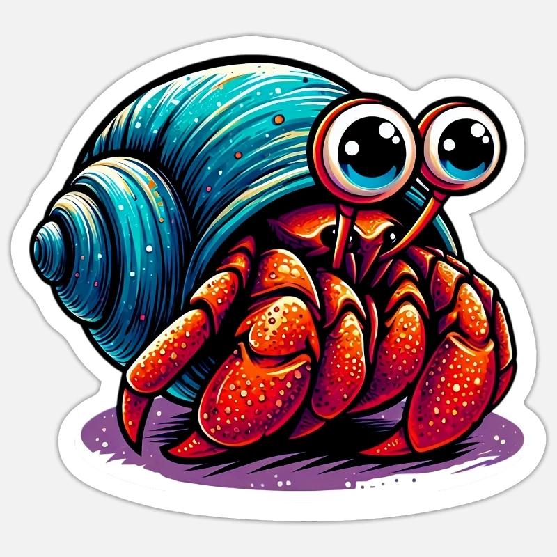 Bernard-l'ermite - Sticker taille S (10 x 10 cm) - blanc mat