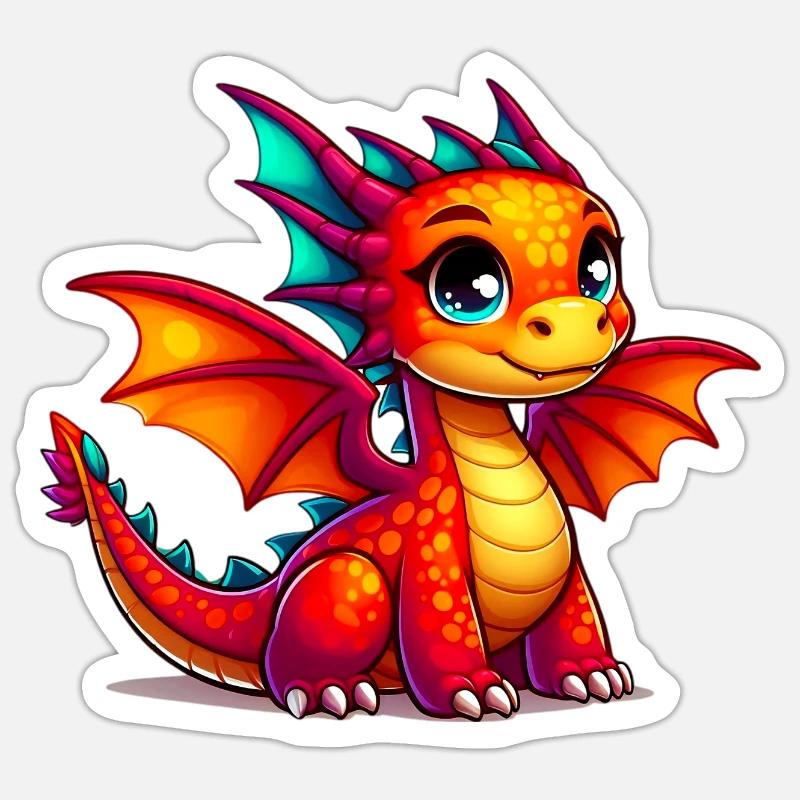 Drache - Sticker Größe S (10 x 10 cm) - Mattweiß