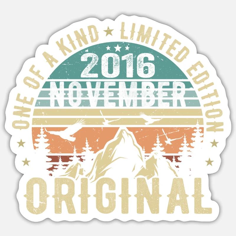 November 2016 Geburtstag Geschenk - November 2016 - Sticker Größe S (10 x 10 cm) - Mattweiß