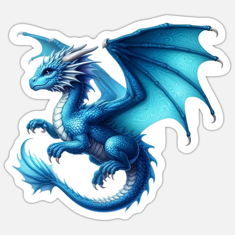 Dragon - Sticker taille S (10 x 10 cm) - blanc mat