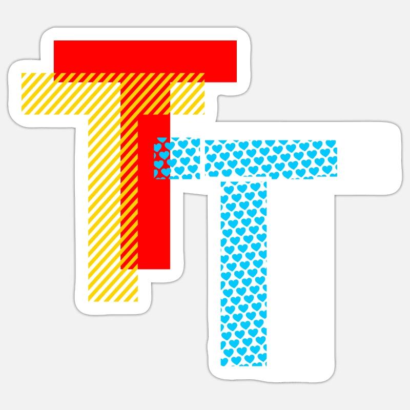 T Initial - Sticker Größe S (10 x 10 cm) - Mattweiß