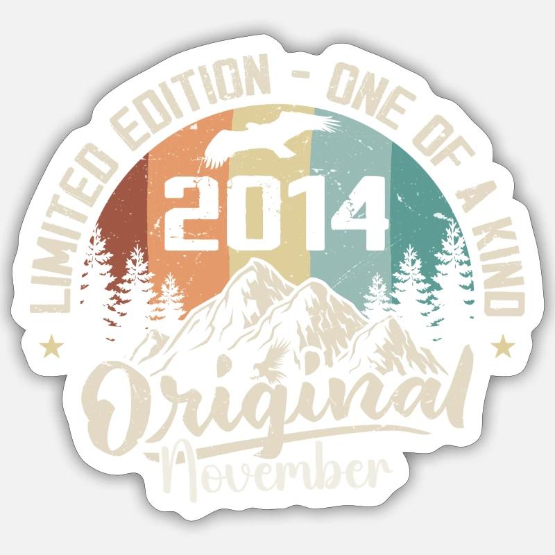 Original November 2014 Geburtstag November 2014 - Sticker Größe S (10 x 10 cm) - Mattweiß