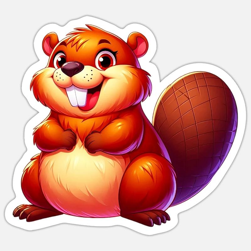 Bieber - Sticker Größe S (10 x 10 cm) - Mattweiß