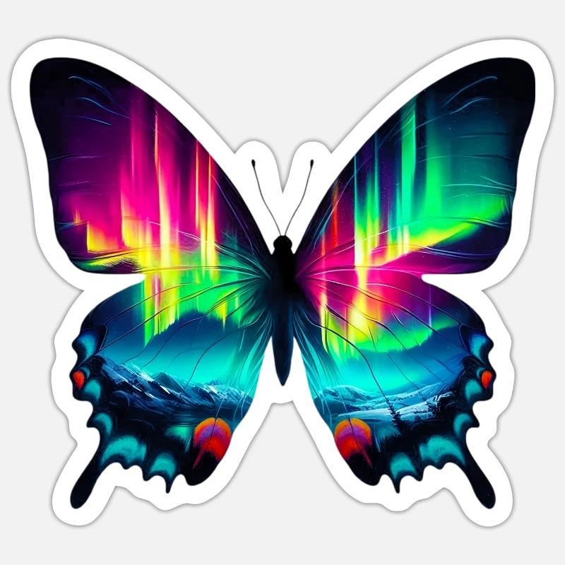 Papillon - Sticker taille S (10 x 10 cm) - blanc mat