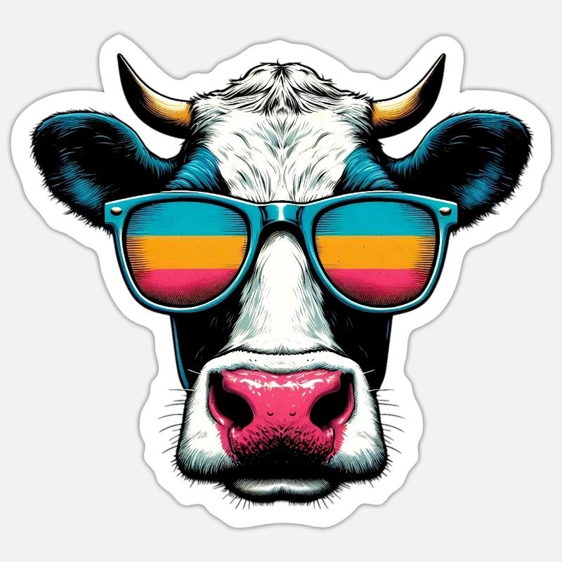 Vache - Sticker taille S (10 x 10 cm) - blanc mat