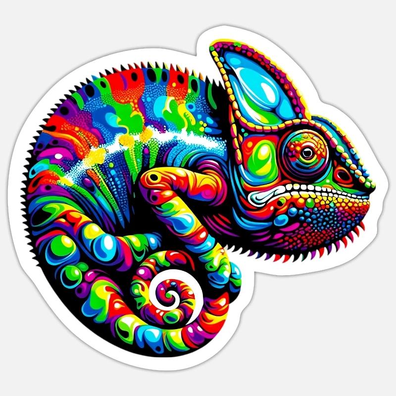 Caméléon - Sticker taille S (10 x 10 cm) - blanc mat
