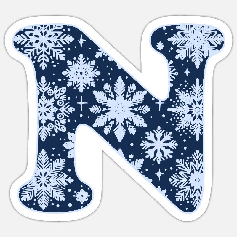 Buchstabe N Schneeflocken - Sticker Größe S (10 x 10 cm) - Mattweiß