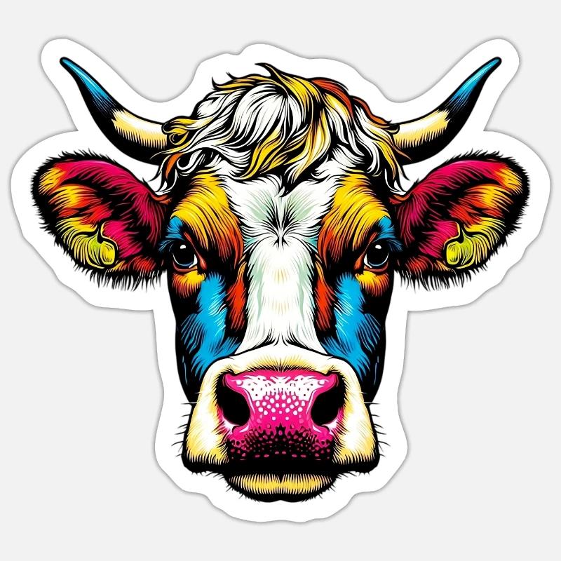 Vache - Sticker taille S (10 x 10 cm) - blanc mat