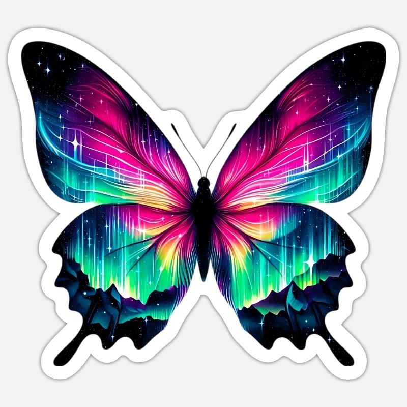 Papillon - Sticker taille S (10 x 10 cm) - blanc mat