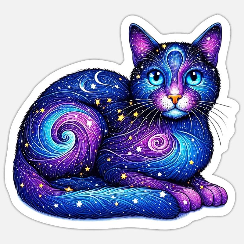 Chat - Sticker taille S (10 x 10 cm) - blanc mat