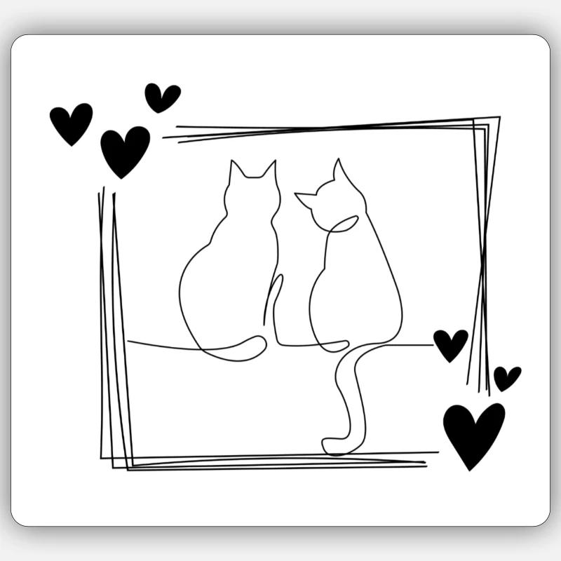 Chat - Sticker taille S (10 x 10 cm) - blanc mat