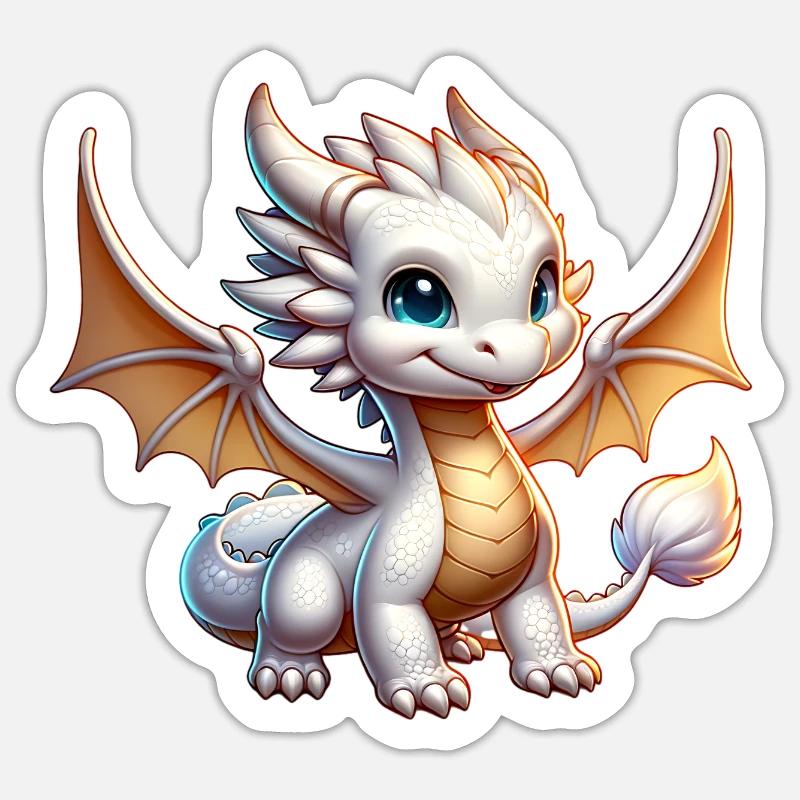 Dragon - Sticker taille S (10 x 10 cm) - blanc mat