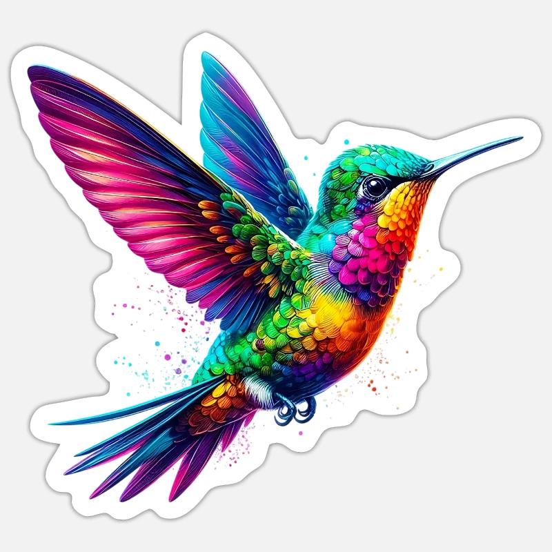Colibri - Sticker taille S (10 x 10 cm) - blanc mat