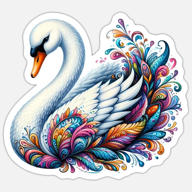 Schwan - Sticker Größe S (10 x 10 cm) - Mattweiß