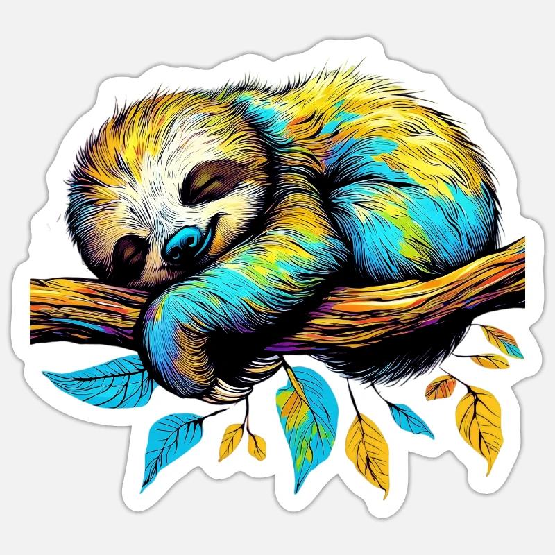 Faultier - Sticker Größe S (10 x 10 cm) - Mattweiß