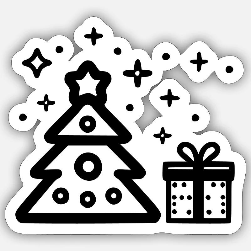 Sapin de Noël classique - Sticker taille S (10 x 10 cm) - blanc mat