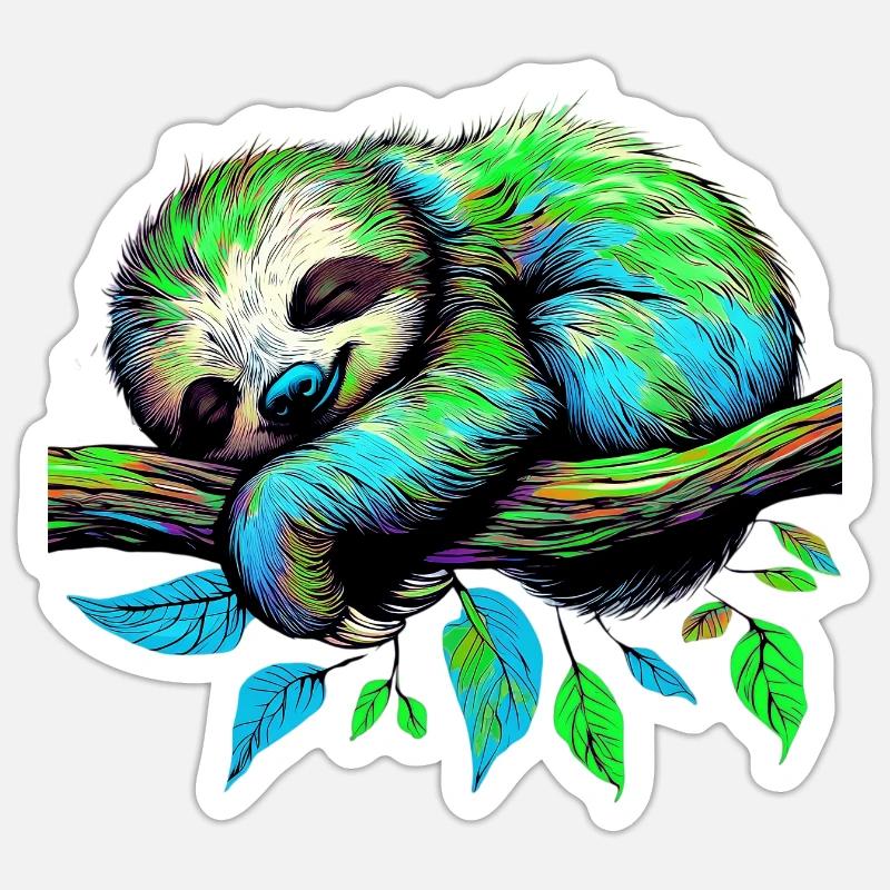 Faultier - Sticker Größe S (10 x 10 cm) - Mattweiß