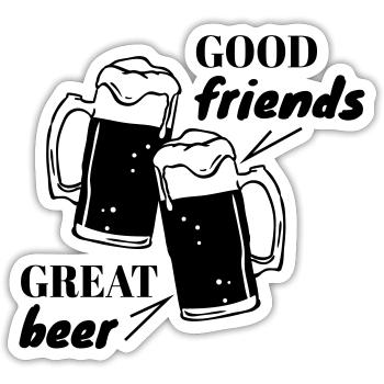 Good Friends, Great Beer - Sticker size S (10 x 10 cm) - white matte - Front