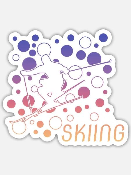 Skiing Ski fahren - Sticker Größe S (10 x 10 cm) - Mattweiß
