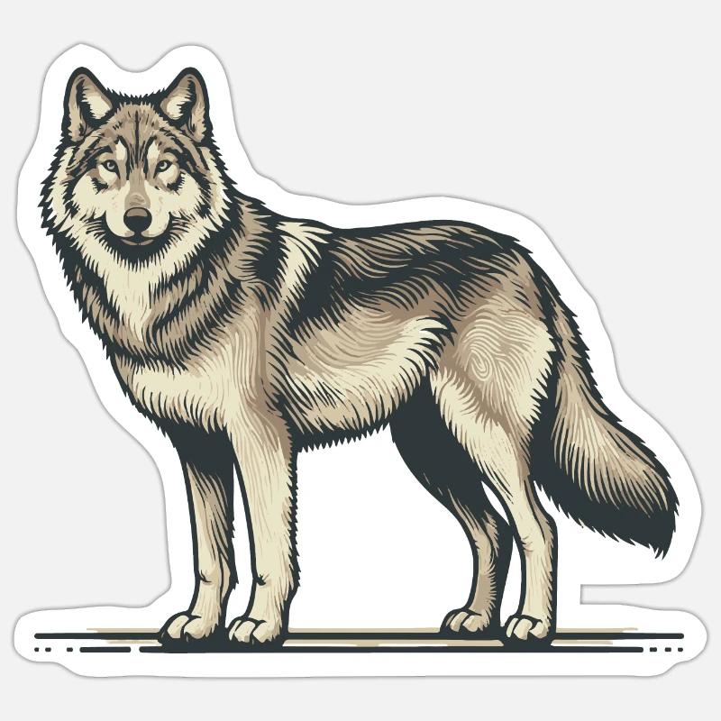 Wolf - Sticker Größe S (10 x 10 cm) - Mattweiß