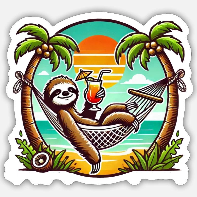 Sloth in the hammock Sticker size S (10 x 10 cm)