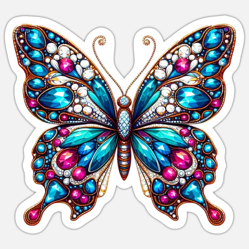 Papillon - Sticker taille S (10 x 10 cm) - blanc mat