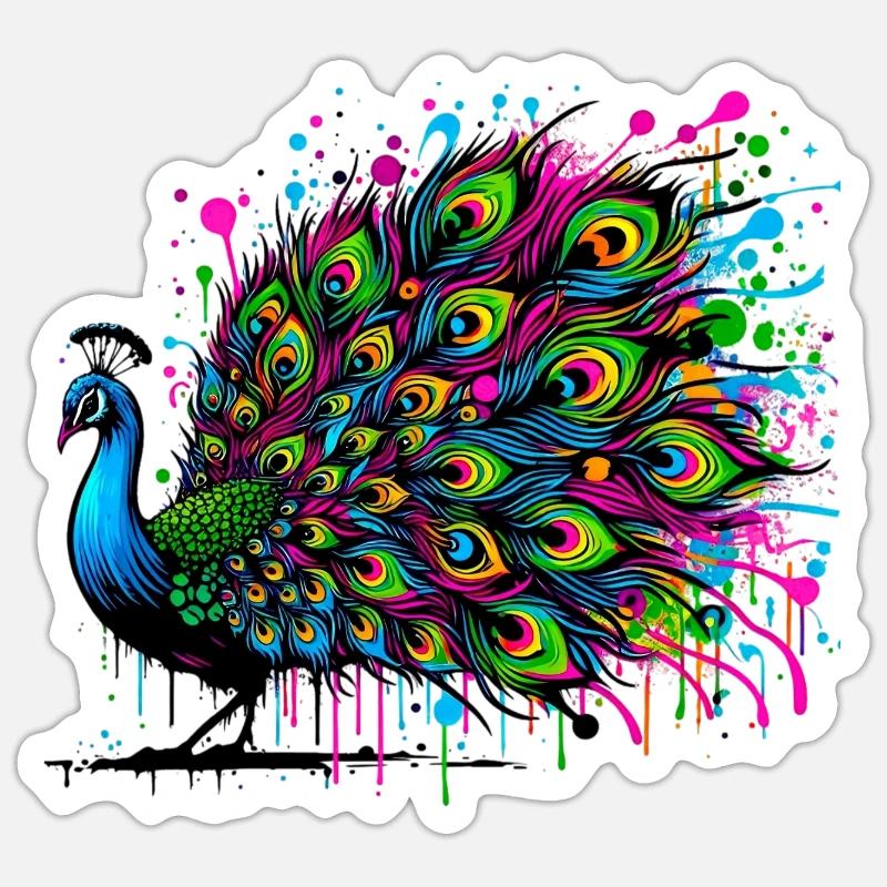 Peacock - Sticker size S (10 x 10 cm) - white matte