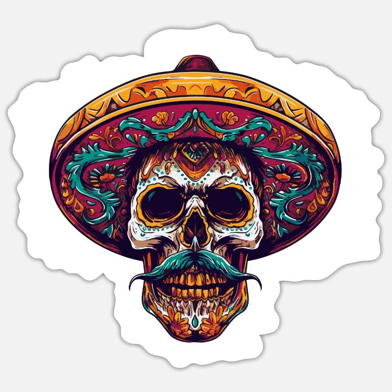 Crâne mexicain Sticker taille S (10 x 10 cm)
